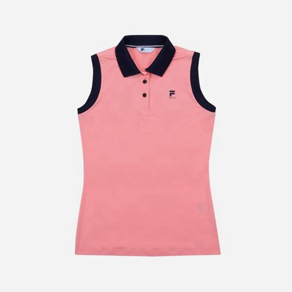 Fila Golf Sleeveless Women's Polo Shirts - Pink,NZ 624-79825